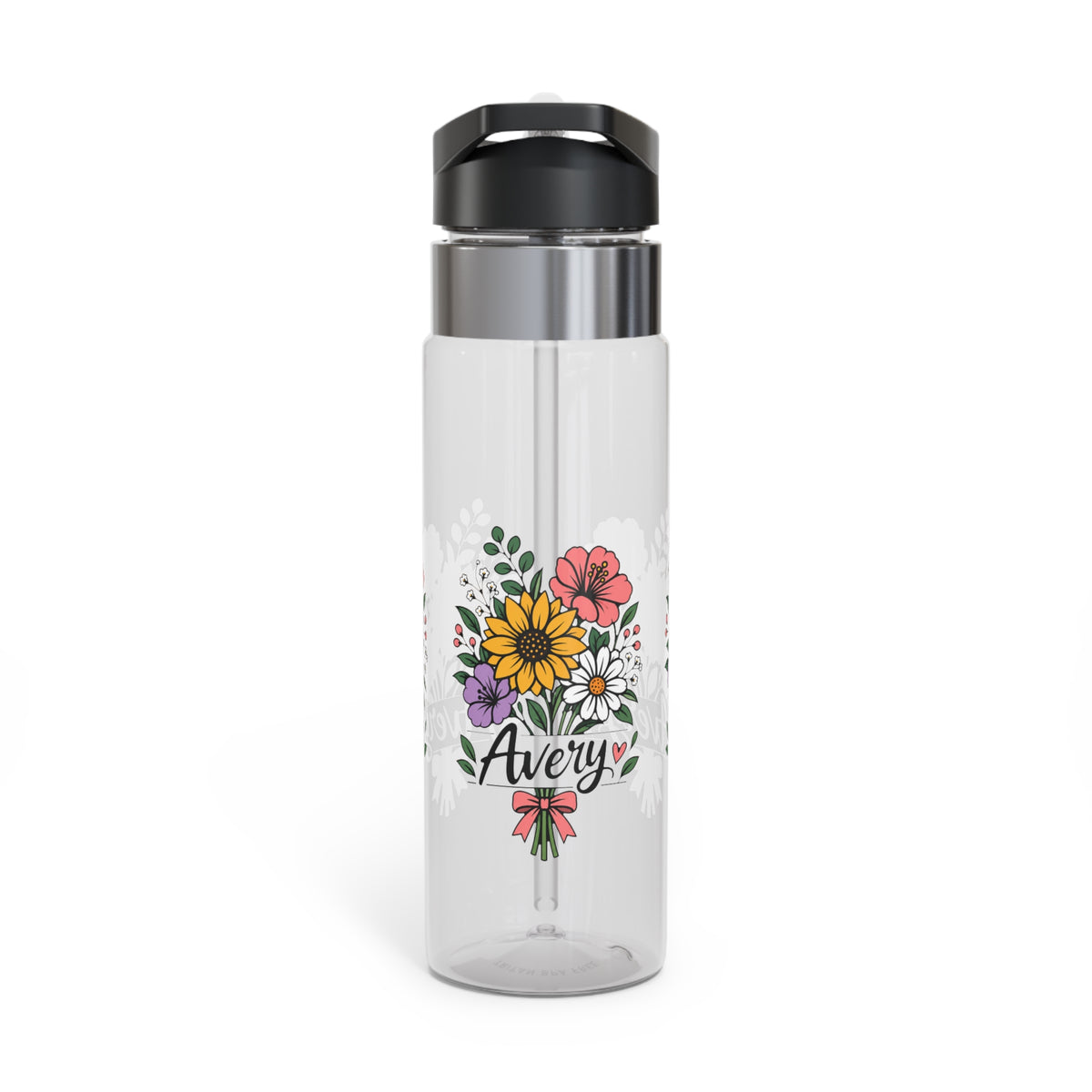 Personalized Water Bottle for Girls, Floral Reusable Drink Bottle, Custom Name Gift, Cute School Water Bottle, Hydration Bottle