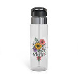 Personalized Water Bottle for Girls, Floral Reusable Drink Bottle, Custom Name Gift, Cute School Water Bottle, Hydration Bottle