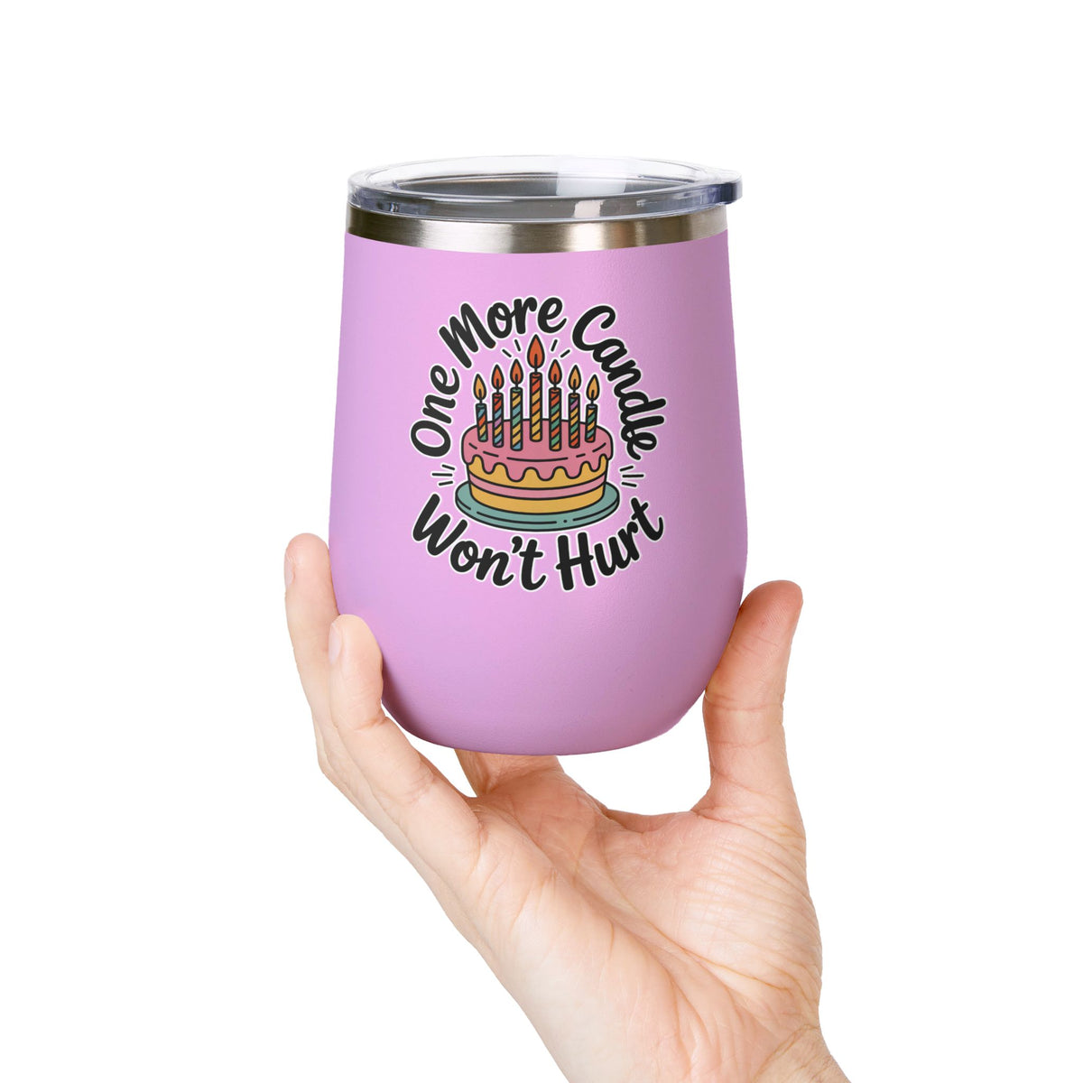 Funny Birthday Wine Tumbler, One More Candle Won't Hurt Cake Design, Getting Older Gift for a Best Friend or Coworker Who Loves a Laugh