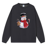 Snowman Candy Cane Sweatshirt, Christmas Graphic Crewneck Pullover