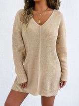 Knitwear Ready Stock Women's Deep V-Neck Sexy Sweater Innerwear Dress (Without Belt)