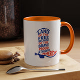 Land of the Free Because of the Brave Mug, Patriotic American Coffee Mug, Proud and Thankful USA Gift, Veteran Family Cup