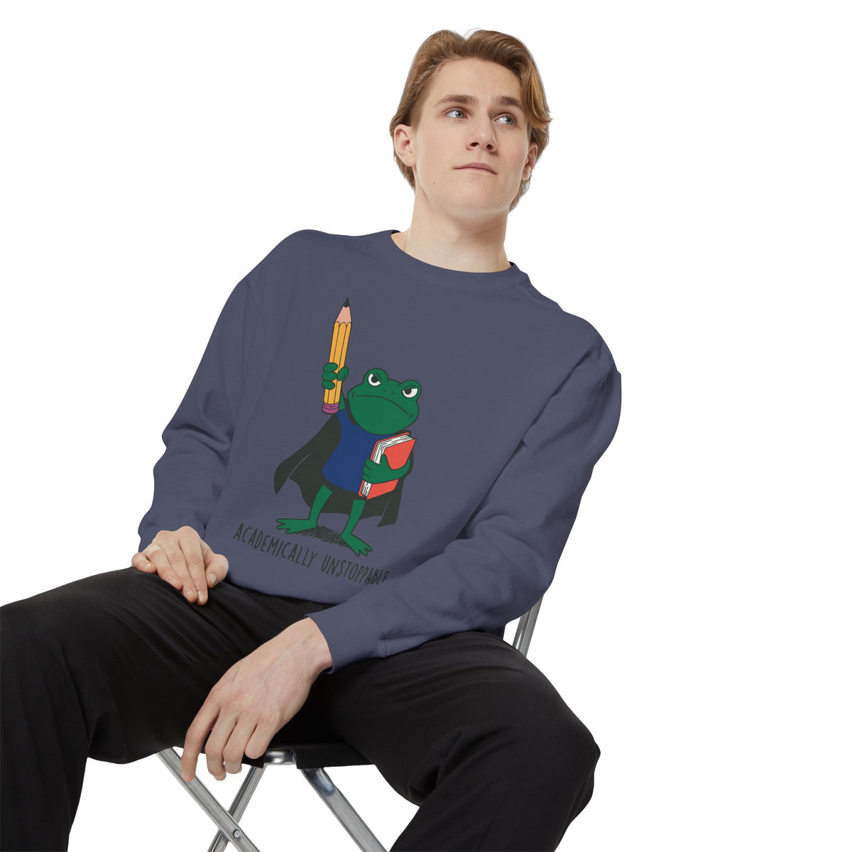 Academically Unstoppable Frog Sweatshirt, Funny Teacher Shirt, Book Lover Gift for Educator, Back to School Outfit, Classroom Crewneck