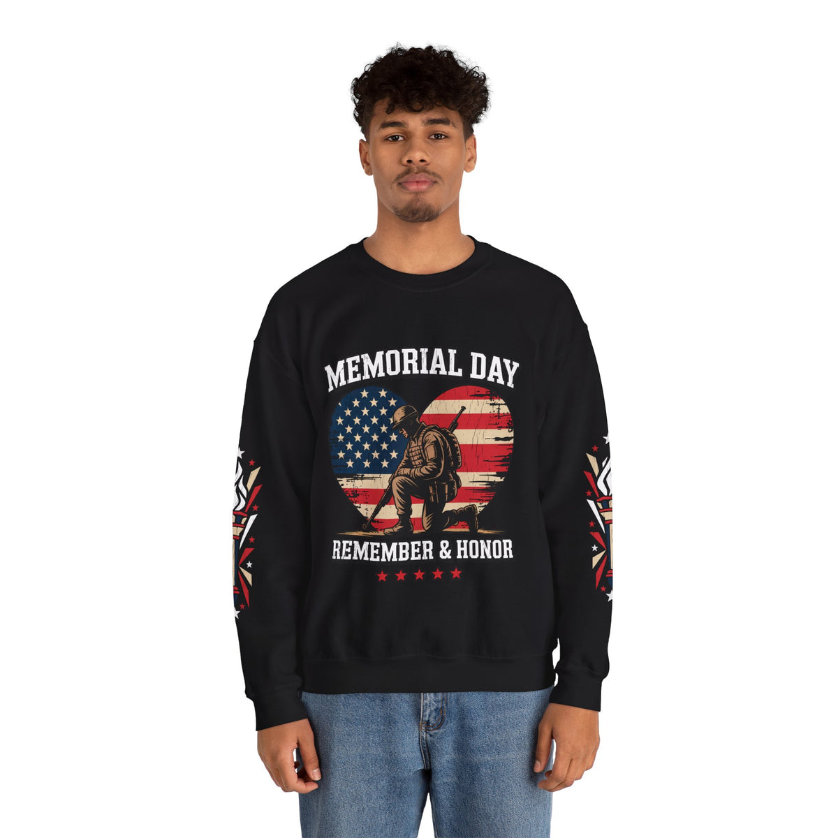Memorial Day Sweatshirt, Patriotic Military Pullover, Remember and Honor American Flag Crewneck, Veteran Gift, Memorial Day Shirt