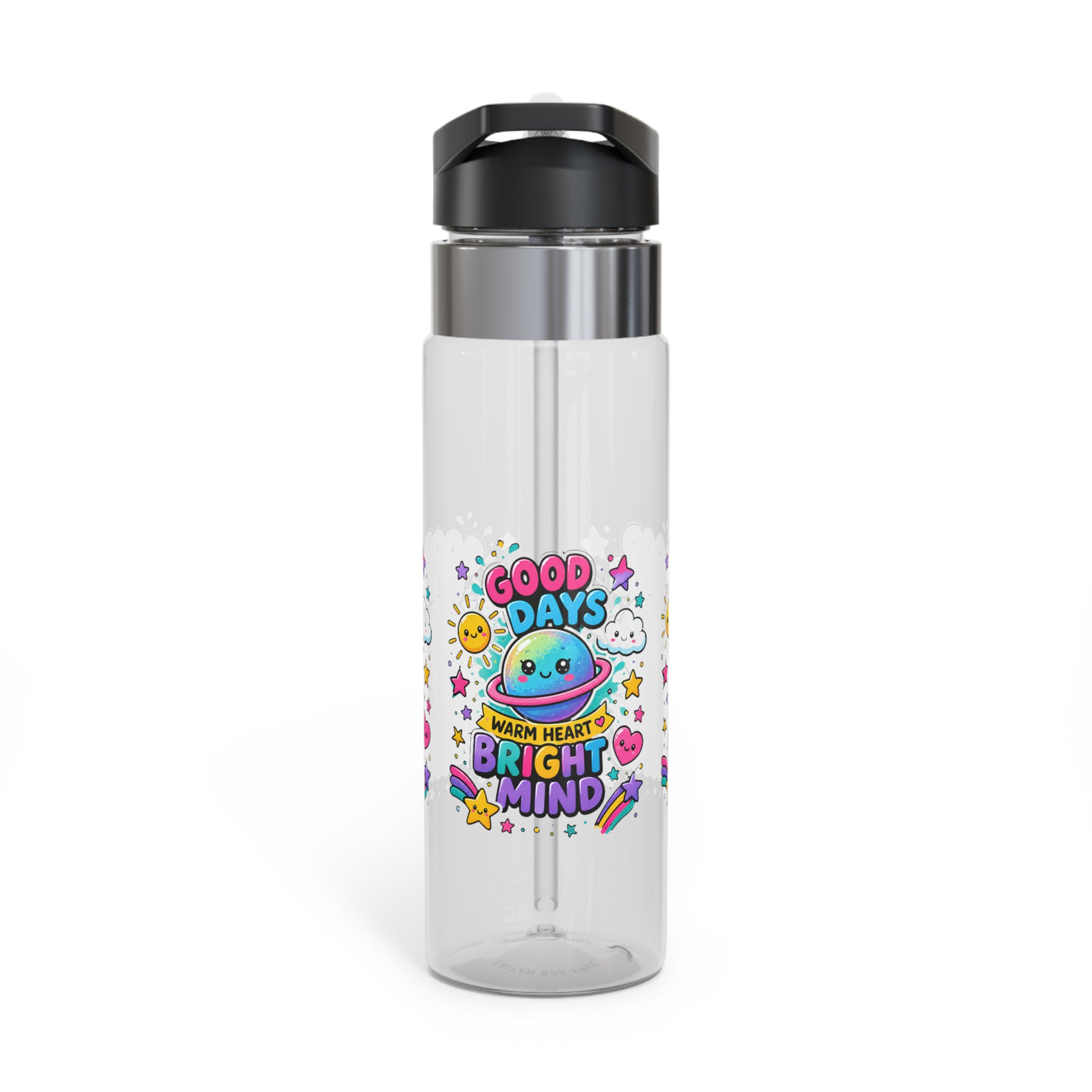 Cute Transparent Water Bottle for Kids, Good Days Drink Bottle, Kawaii Space Water Bottle, Positive School Gift, Colorful Kids Drinkware