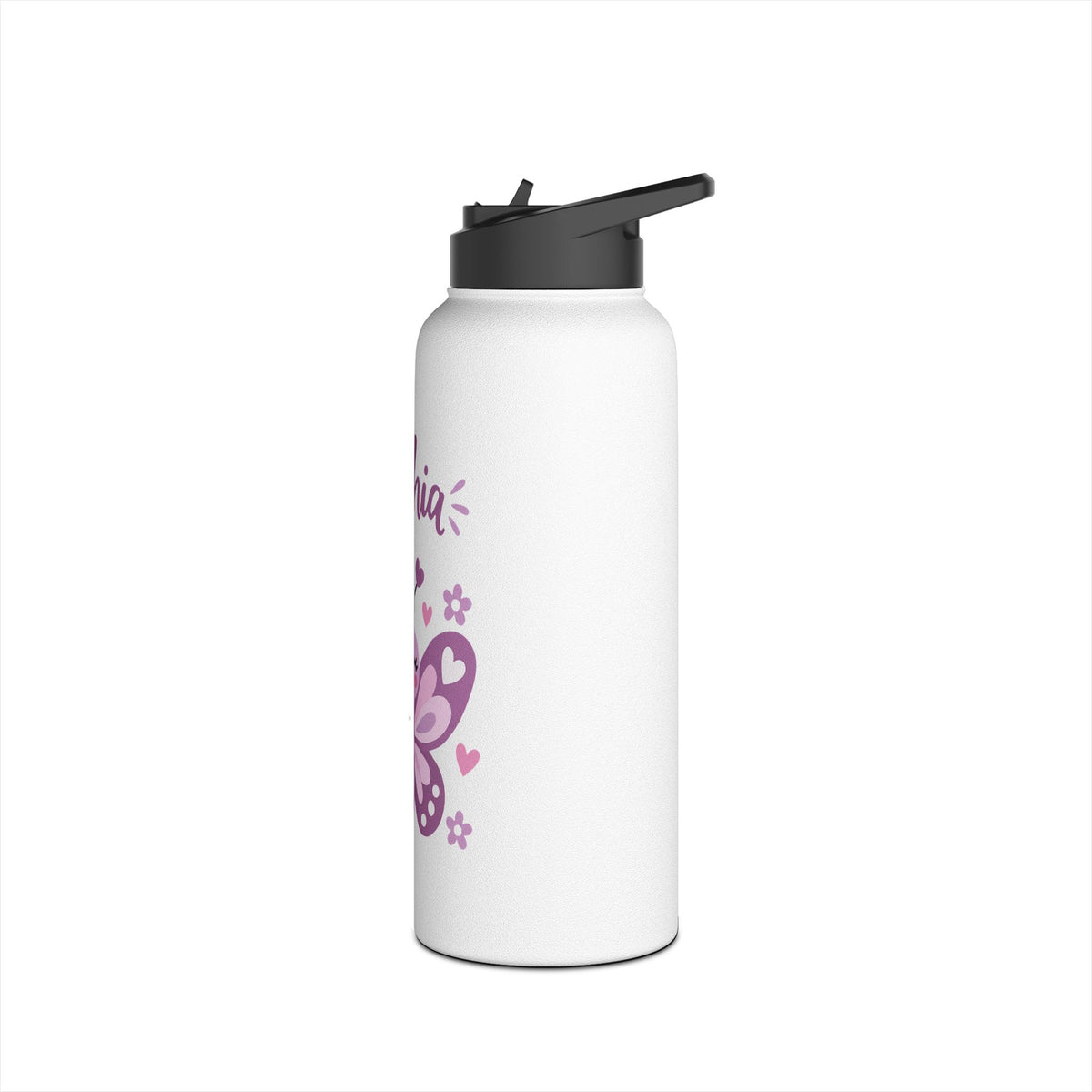 Cute Butterfly Personalized Water Bottle, Custom Name Drink Bottle, School Gift, Butterfly Lover Present, Birthday Gift, Reusable Bottle