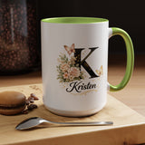 Personalized Butterfly Monogram Mug, Custom Name Coffee Mug with Initial Letter, Floral Mug for Women, Birthday Gift, Elegant Custom Cup