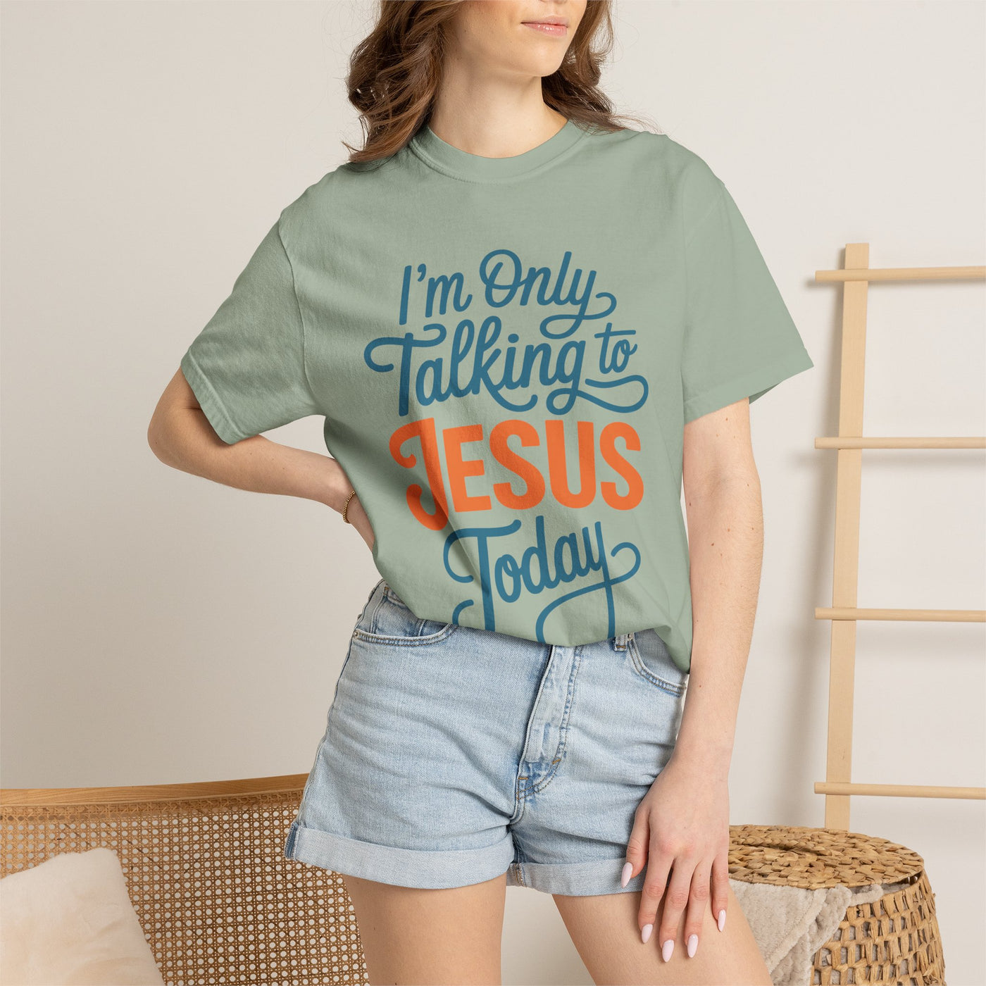 Christian Faith Comfort Colors Shirt, I'm Only Talking To Jesus Today Tee, Religious Graphic Shirt, Prayer Warrior Gift for Women