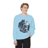 Wolf Pack Mountain Sweatshirt, Moonlit Wildlife Crewneck, Nature Lover Gift, Wilderness Forest Graphic Cozy Outdoor Pullover Unisex Top