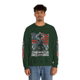 Stand for the Flag Kneel for the Cross Sweatshirt, Patriotic Christian Crewneck, American Flag Pullover, Faith Gift, Fourth of July Top