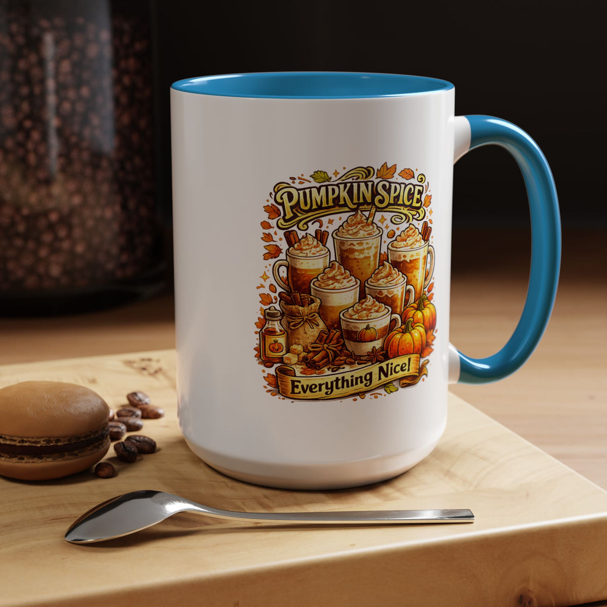Pumpkin Spice Coffee Mug, Everything Nice Fall Cup, Autumn Latte Gift for Coffee Lover, Thanksgiving Hostess or Pumpkin Season Fan