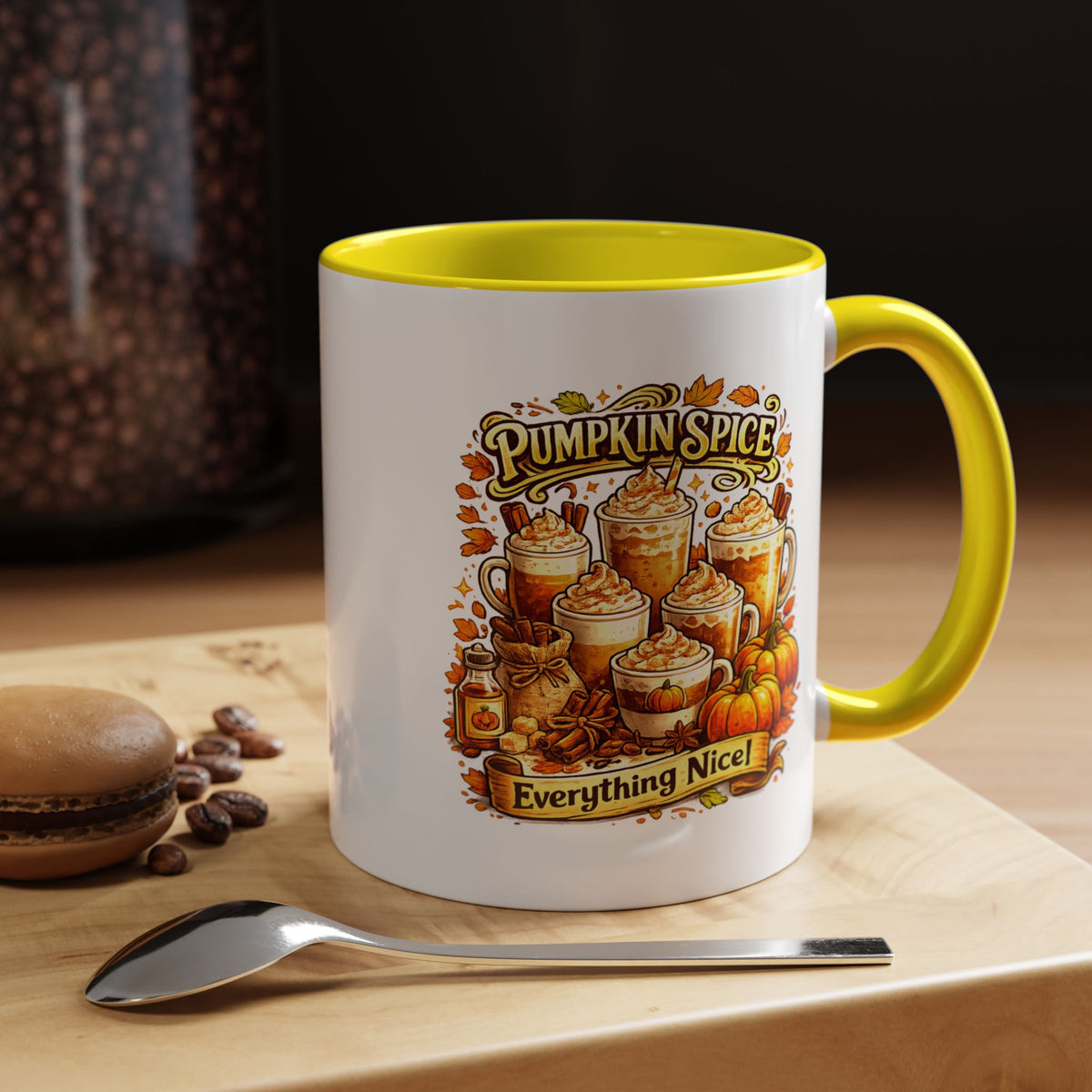 Pumpkin Spice Coffee Mug, Everything Nice Fall Cup, Autumn Latte Gift for Coffee Lover, Thanksgiving Hostess or Pumpkin Season Fan