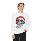 Skull Santa Sweatshirt, Gothic Christmas Crewneck, Creepy Holiday Skeleton Pullover, Alternative Xmas Gift for Metalhead or Horror Fan