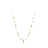 S925 Silver Summer Temperament Diamond Four Leaf Flower Necklace Retro Korean Female Clavicle Chain
