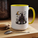 Cute Haunted House Mug, Kawaii Ghost Halloween Coffee Cup, Spooky Season Gift for Her, Purple Witchy Decor, Cozy Fall Birthday Present