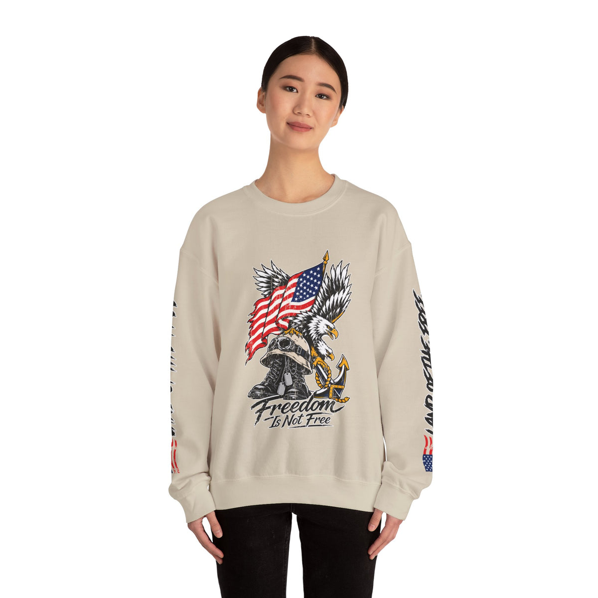 Freedom Is Not Free Sweatshirt, Patriotic Eagle Pullover, American Flag Military Style, Veterans Gift, USA Pride, Americana Clothing