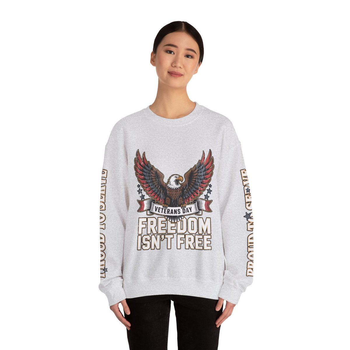 Veterans Day Sweatshirt, Freedom Isn't Free Eagle Pullover, Patriotic Military Top, Veteran Gift, American Pride, USA Clothing