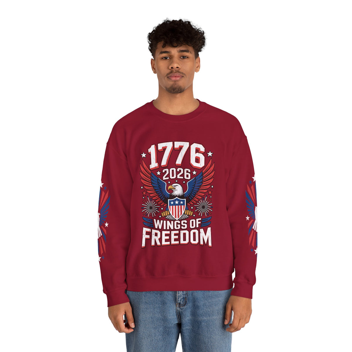 1776 Wings of Freedom Sweatshirt, Patriotic Eagle Pullover, American Flag Crewneck, USA 250th Anniversary Gift, Fourth of July Top