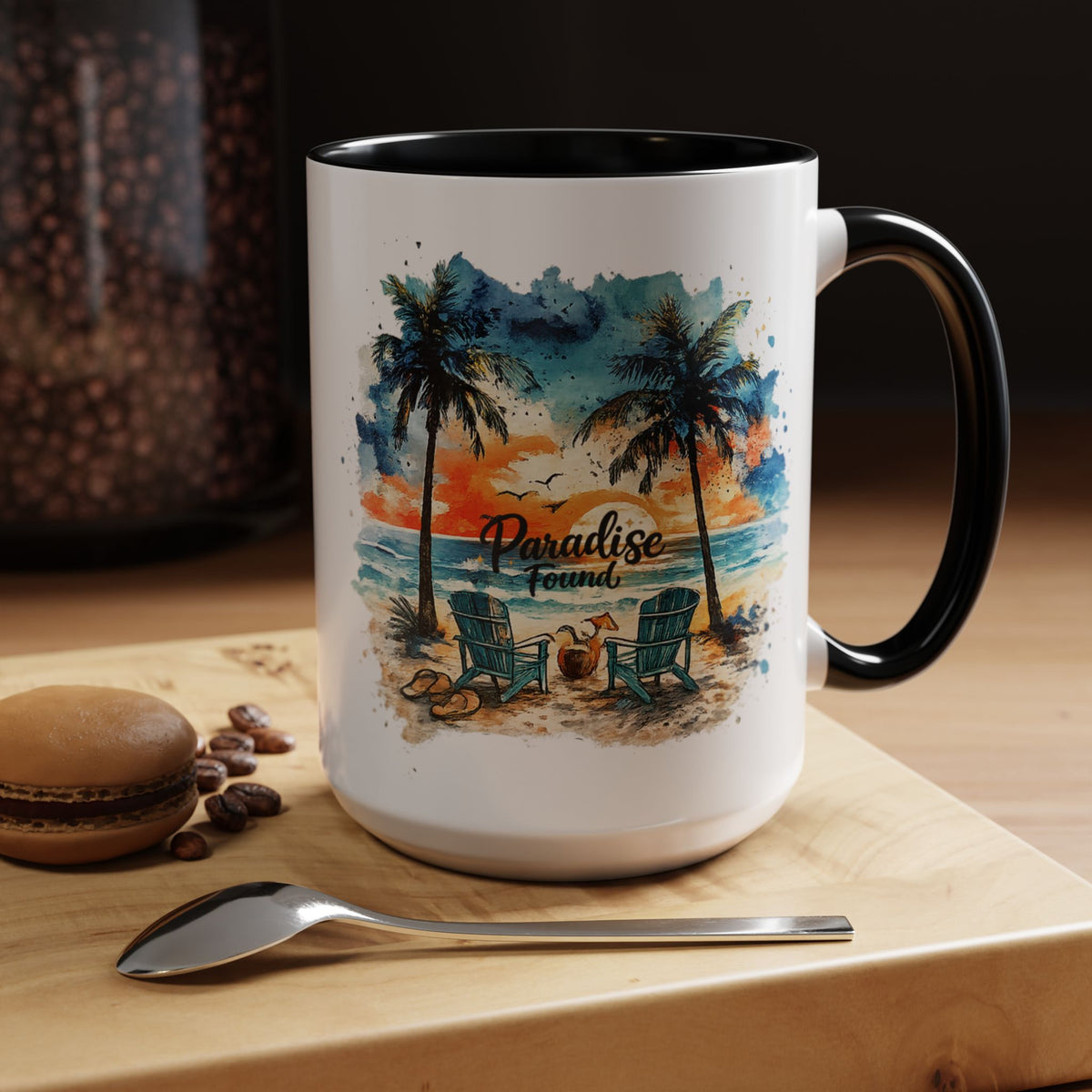 Tropical Beach Paradise Coffee Mug, Coastal Vacation Mug, Paradise Found Beach Lover Gift, Ocean Sunset Coffee Cup, Island Life Mug