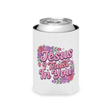 Christian Can Cooler, Jesus I Trust in You Drink Sleeve, Floral Faith Gift for Women, Catholic Gift, Religious Party Favor