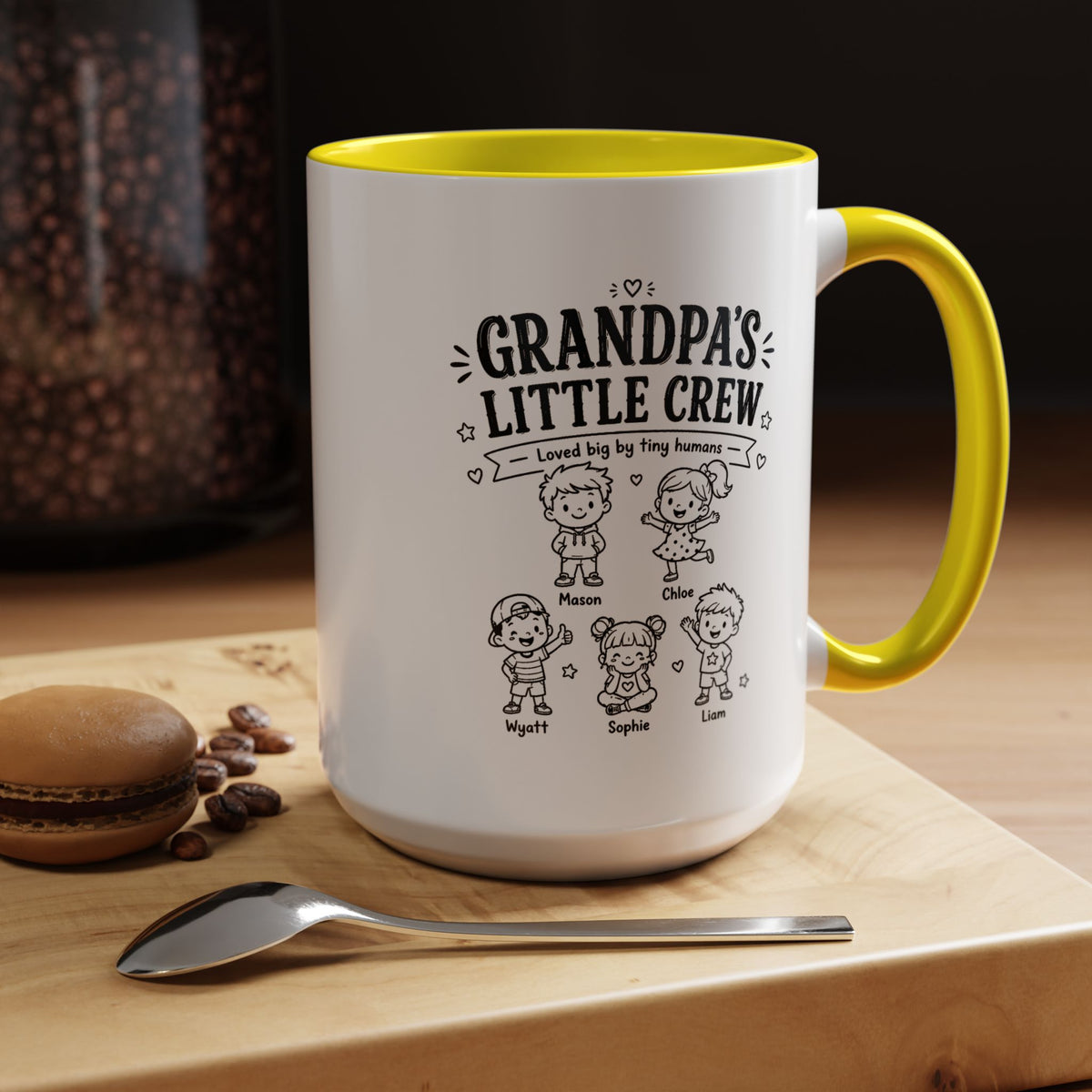 Personalized Grandpa Mug, Grandpa's Little Crew Coffee Cup, Grandchildren Name Gift, Father's Day Present, Family Birthday Keepsake
