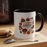 Cozy Harvest Coffee Mug, Cute Autumn Favorites Cup, Fall Gift for Her, Pumpkin Spice Lover Birthday Present, Thanksgiving Kitchen Decor