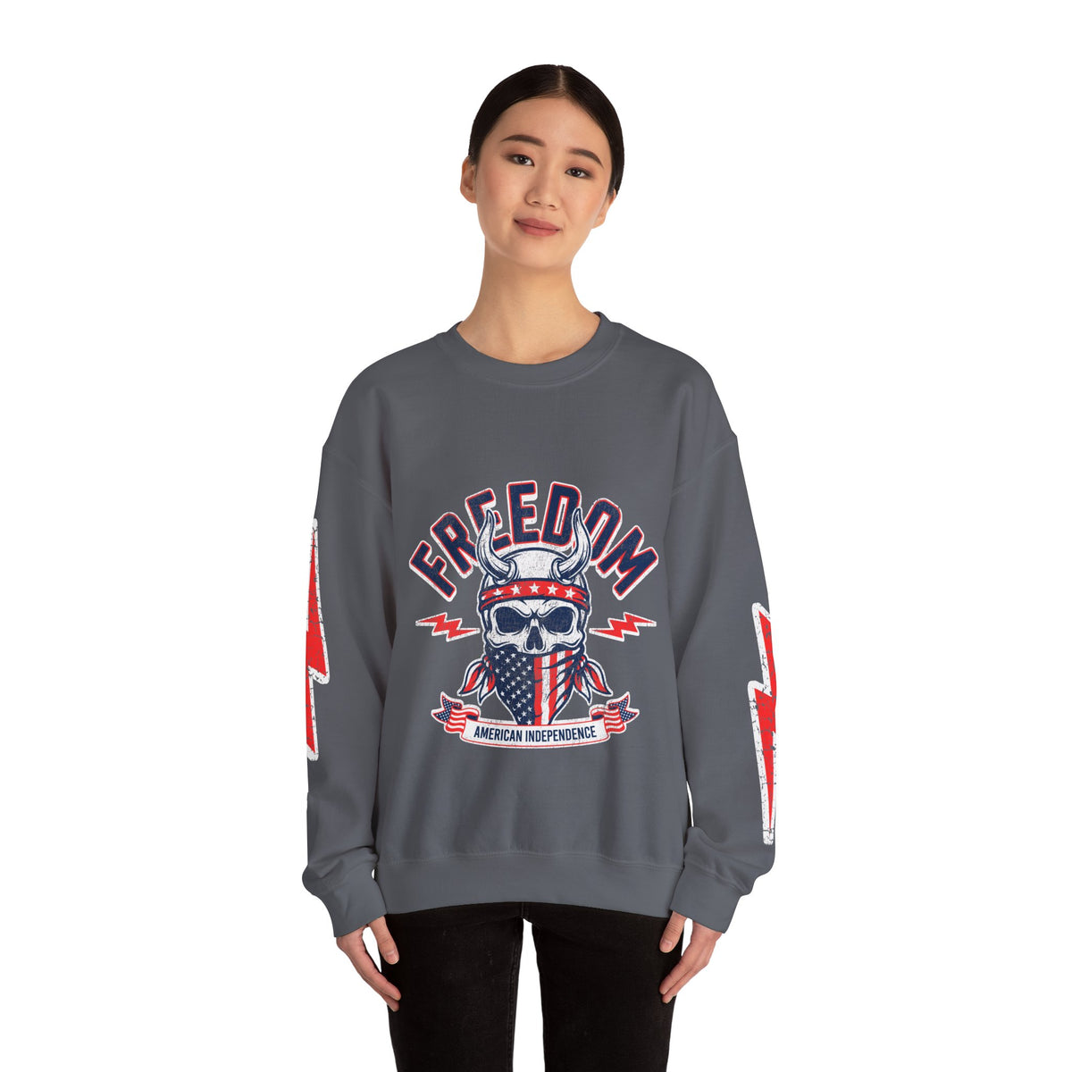 Freedom American Independence Sweatshirt, Patriotic Skull Crewneck, USA Flag Pullover, Fourth of July Outfit, Americana Gift for Him