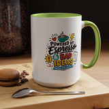 Powered by Espresso Mug, Funny Coffee Lover Cup, Bad Ideas Quote Gift for Coworker, Caffeine Addict Present, Office Humor Drinkware