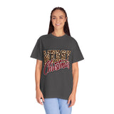 Merry Christmas Leopard Print Shirt, Trendy Holiday T-Shirt, Cheetah Lettering Xmas Tee, Festive Gift for Women, Mom, Teacher or Friend