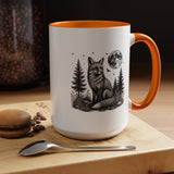 Fox Moon Mug, Black and White Woodland Coffee Cup, Celestial Forest Animal Gift for Fox Lover, Rustic Cabin Decor, Nature Birthday Present
