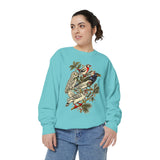 Winter Birds Graphic Sweatshirt, Vintage Woodland Pullover for Bird Lovers, Festive Nature Top, Cozy Christmas Gift for Birdwatchers