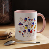 Patriotic Summer Celebration Mug, Fourth of July Coffee Mug, Americana Fireworks Cup, Red White Blue Holiday Gift