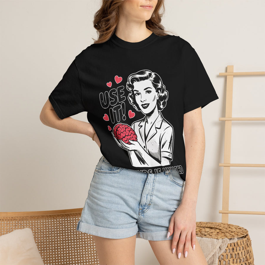 Funny Retro Mental Health Comfort Colors Shirt, Use It Brain Graphic Tee, Sarcastic Vintage Style Oversized Shirt for Women