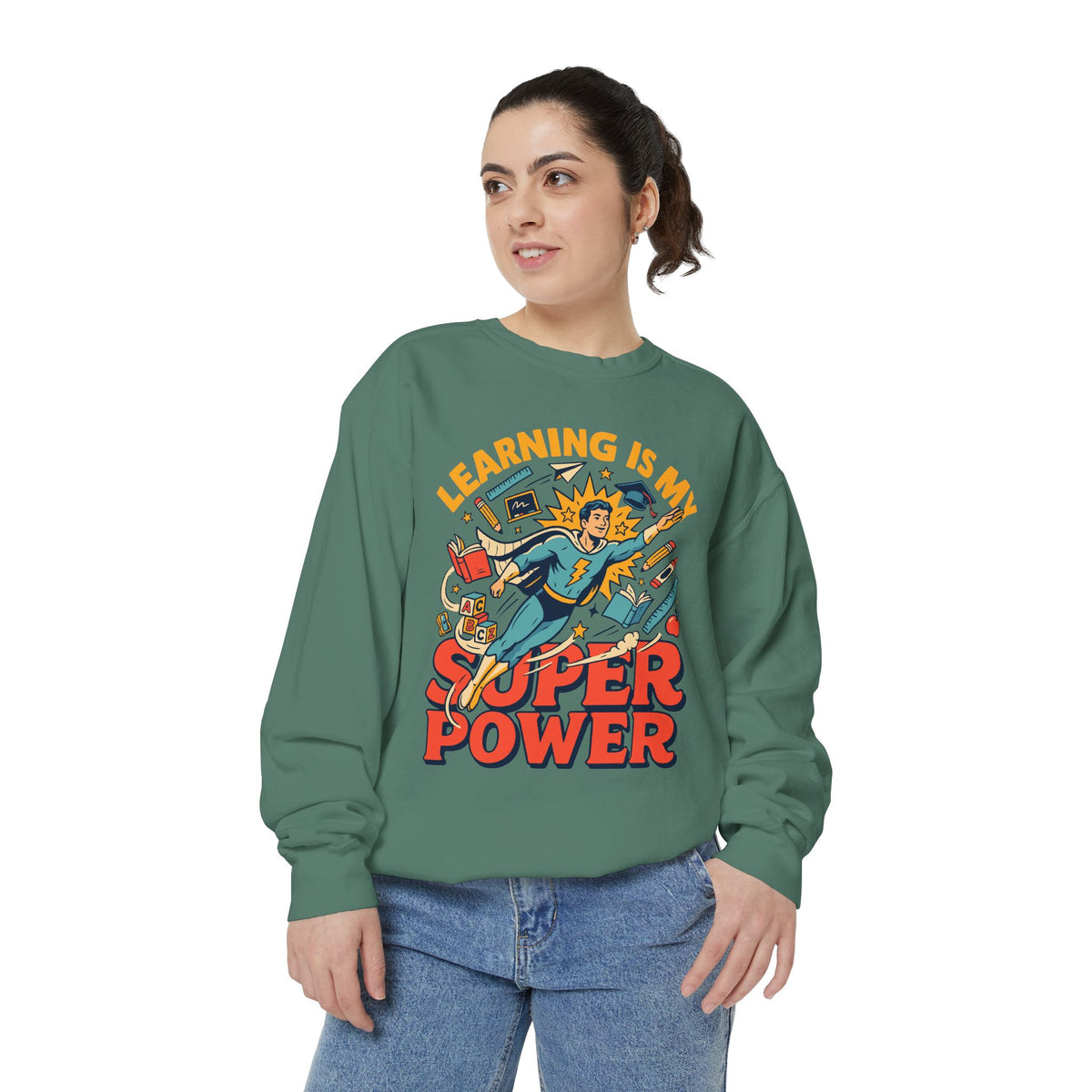 Teacher Superpower Comfort Colors Sweatshirt, Learning Is My Superpower Sweatshirt, Teacher Appreciation Gift, Back To School Crewneck