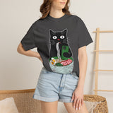 Black Cat Ramen Shirt Comfort Colors Tee, Funny Cat Lover Graphic Shirt, Introvert Cat Eating Noodles Tee, Japanese Foodie Gift