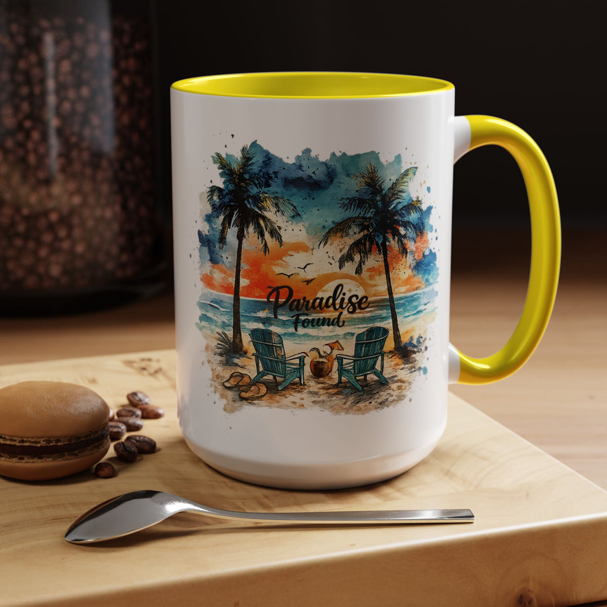 Tropical Beach Paradise Coffee Mug, Coastal Vacation Mug, Paradise Found Beach Lover Gift, Ocean Sunset Coffee Cup, Island Life Mug