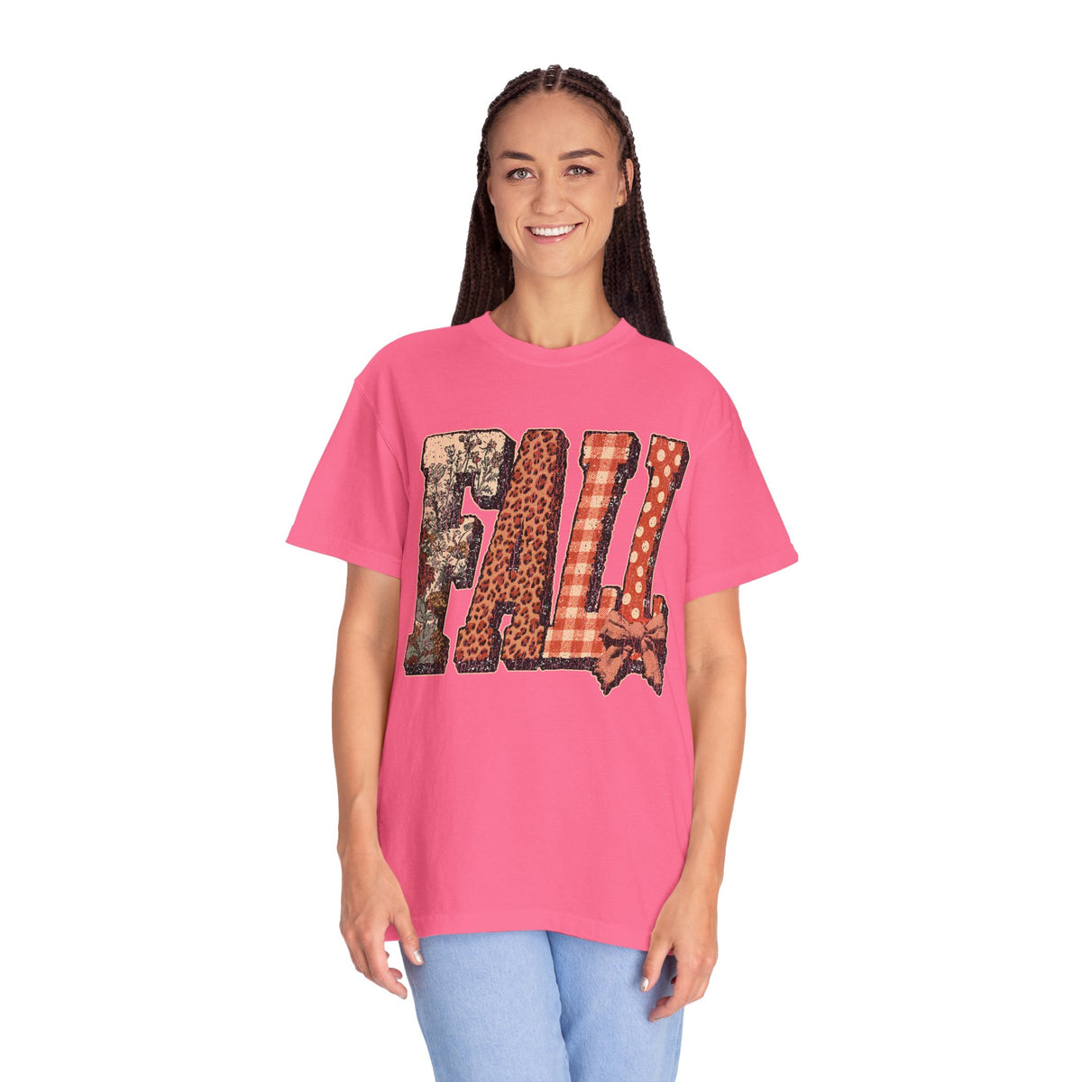 Patchwork Fall Shirt, Floral Leopard Plaid Autumn Graphic Tee, Coquette Bow Seasonal Gift for Women, Cozy Thanksgiving Outfit for Her