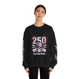 250 Live Free or Die Sweatshirt, Patriotic Skull Crewneck, American Flag Pullover, USA 250th Anniversary Gift, Fourth of July Top