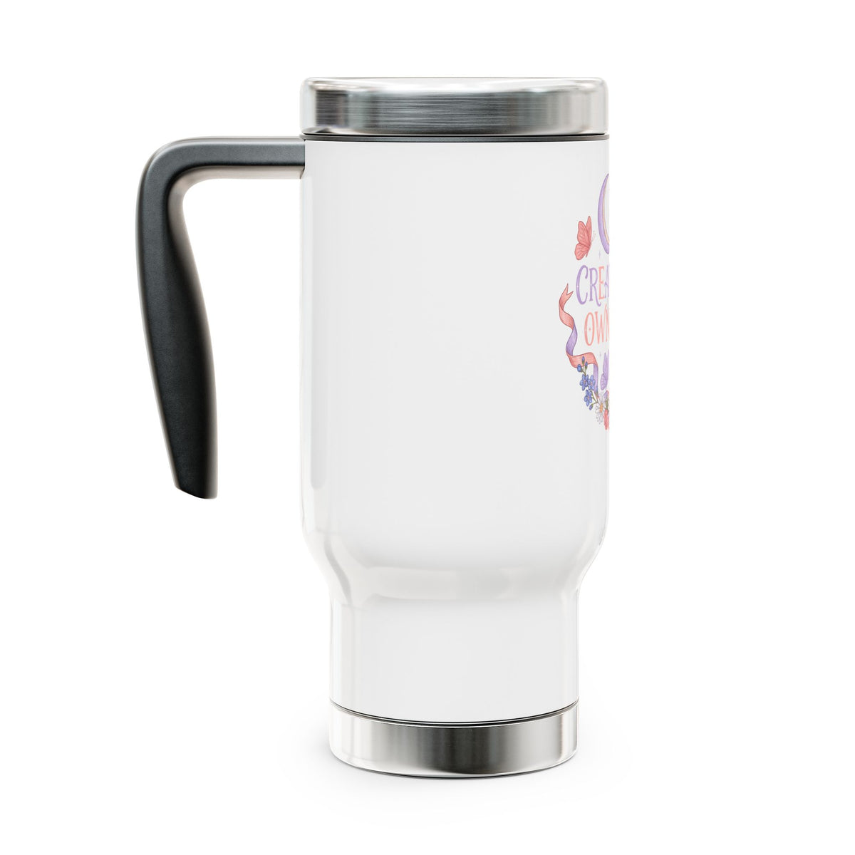 Floral Stainless Steel Travel Mug, Create Your Own Magic Cup, Butterfly and Moon Drinkware, Inspirational Gift for Her