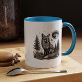 Fox Moon Mug, Black and White Woodland Coffee Cup, Celestial Forest Animal Gift for Fox Lover, Rustic Cabin Decor, Nature Birthday Present