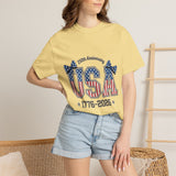USA 250th Anniversary Comfort Colors Shirt, Patriotic Coquette Bow Tee, America 1776 2026 Graphic Shirt, Fourth of July Gift