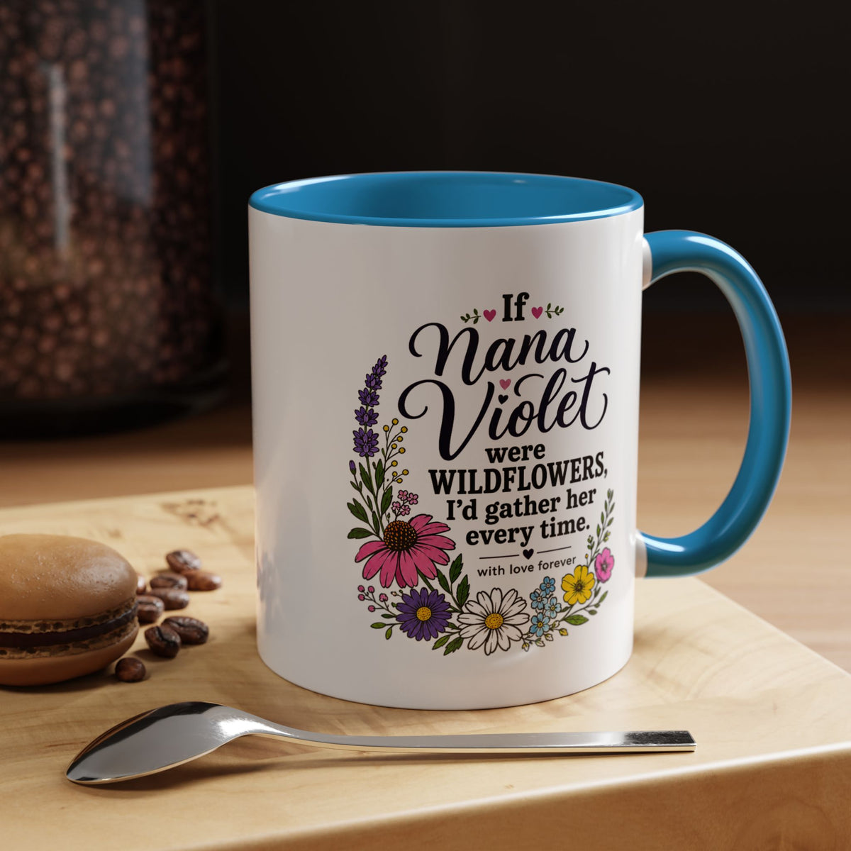 Nana Violet Wildflower Mug, Floral Grandmother Coffee Cup, Sentimental Gift from Grandchild, Birthday or Mothers Day Present