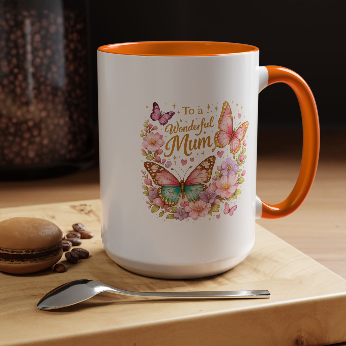 To My Wonderful Mum Butterfly Mug, Floral Mom Coffee Mug, Mother's Day Gift for Mum, Butterfly Coffee Cup, Mom Appreciation Gift