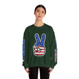 United in Peace Sweatshirt, Patriotic Peace Sign Crewneck, American Flag Pullover, USA 250th Anniversary Outfit, Fourth of July Gift