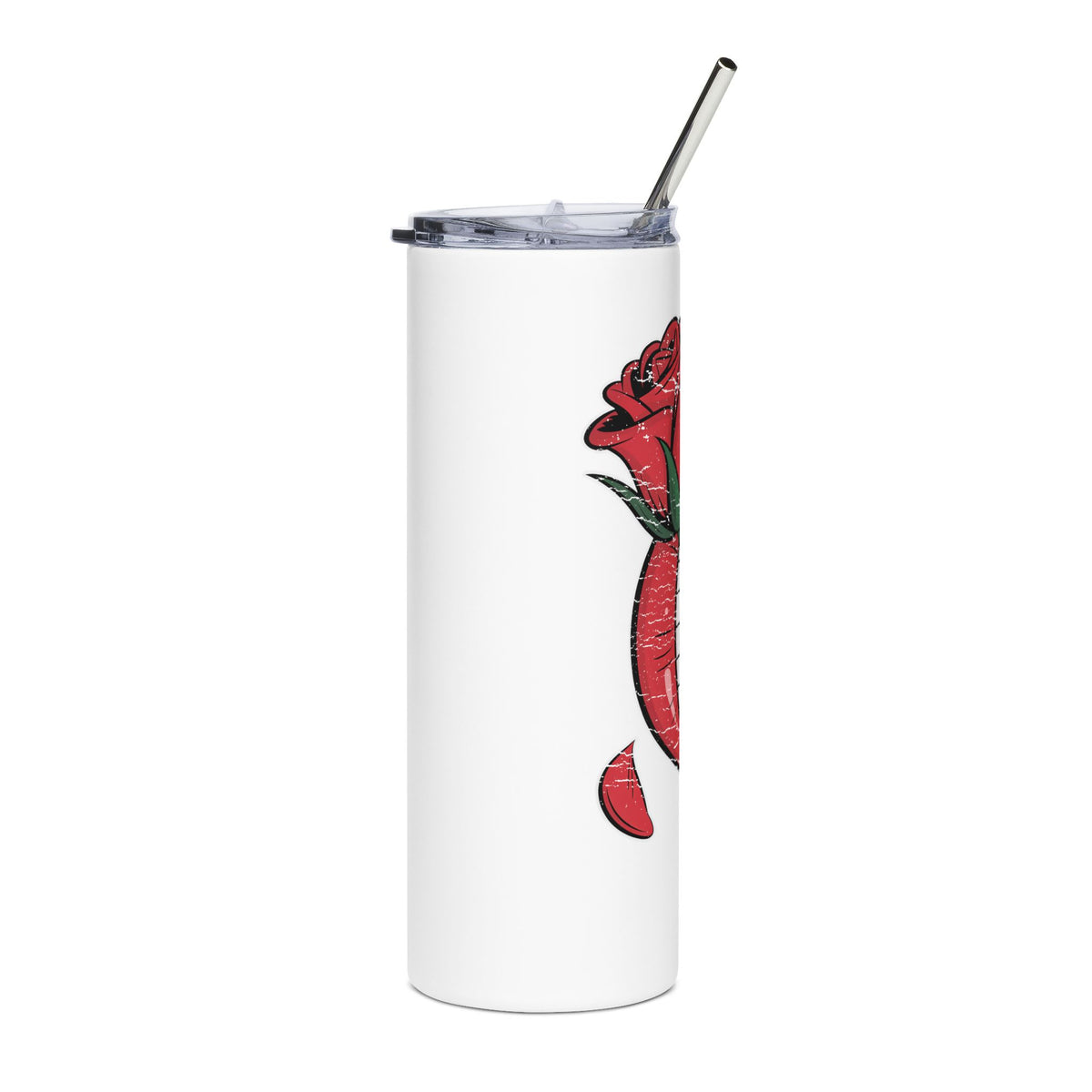 Bitten Lip Skinny Tumbler, Rose Mouth Design, Gothic Romance Drink Cup, Dark Aesthetic Gift, Alternative Style Drinkware
