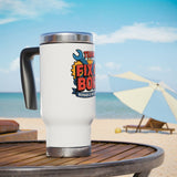 Mechanic Travel Mug with Handle, Team Fix It Boiz Wrench and Gear Design, Workshop Coffee Gift for a Handyman, Dad or Repair Crew Coworker