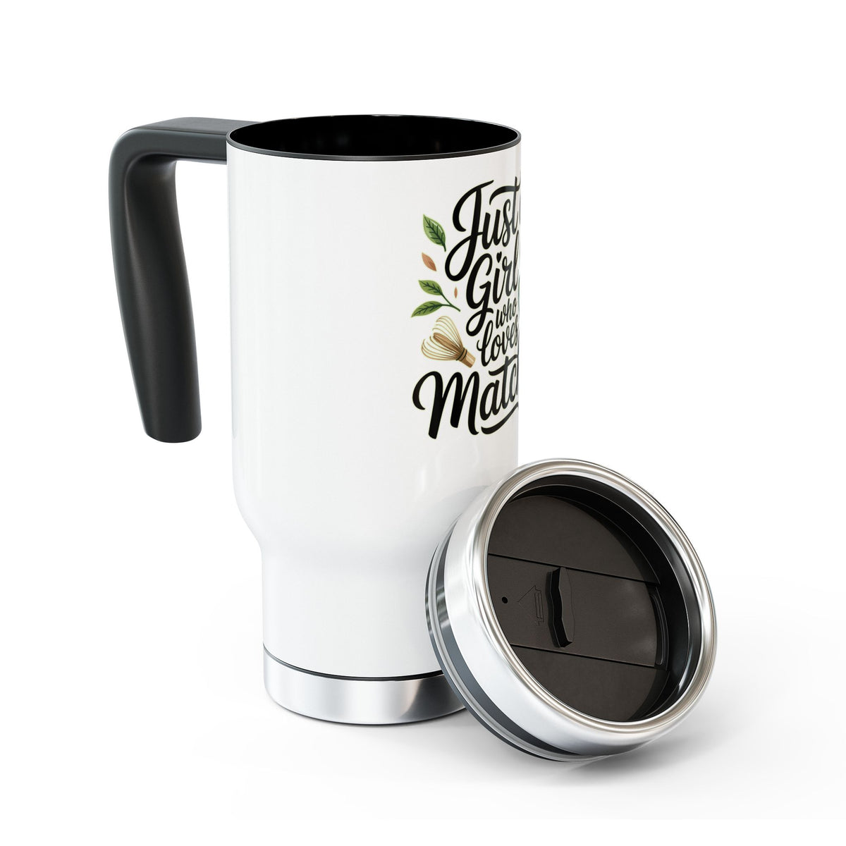 Matcha Lover Travel Mug with Handle, Just a Girl Who Loves Matcha, Green Tea Coffee Cup, Cute Cafe Gift for Her, Cozy Drinkware