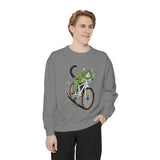 Mountain Bike Cat Sweatshirt, Funny Cycling Kitty Crewneck, Cat Lover Gift, Outdoor Adventure Graphic Cozy Biker Pullover Shirt Top