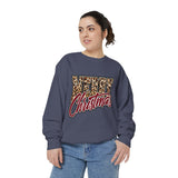 Merry Christmas Leopard Print Sweatshirt, Trendy Holiday Crewneck, Cheetah Lettering Pullover, Festive Gift for Women, Mom or Teacher
