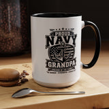 Proud Navy Grandpa Mug, US Navy Veteran Coffee Cup, Patriotic Military Grandfather Gift, Anchor of the Family Birthday Present